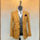 Thumbnail: A mustard and grey tweed overcheck blazer with a classic tailored fit and textured fabric