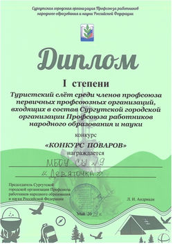 дипл 1 ст за конкурс поваров 2019