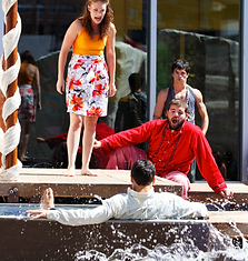 Hermia, Oberon, Puck, and Demetrius