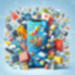 Smartphone Displaying Diverse Shopping Items Stock Illustration - Illustration of food, ga