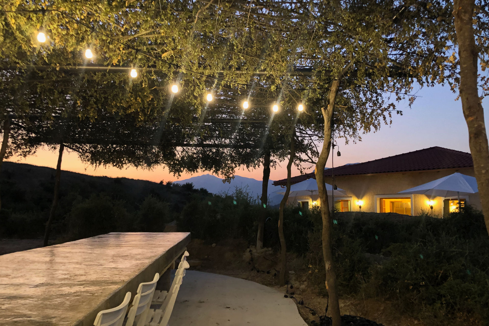Enjoy our 7 course dinner at our beautiful long dining table on top of the hill. Eat and experience a 360 degree panorama view of the Albanian mountains.