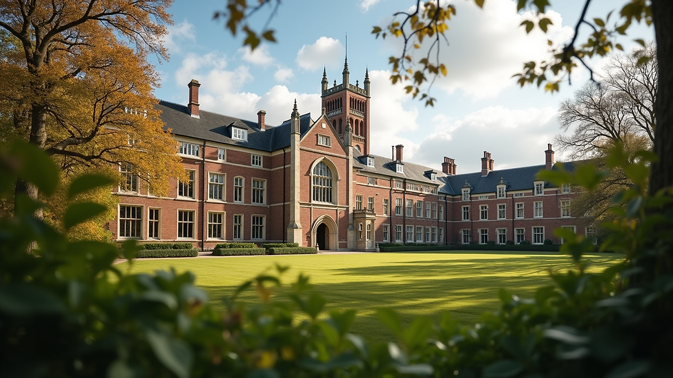 Wide angle view of a British University building