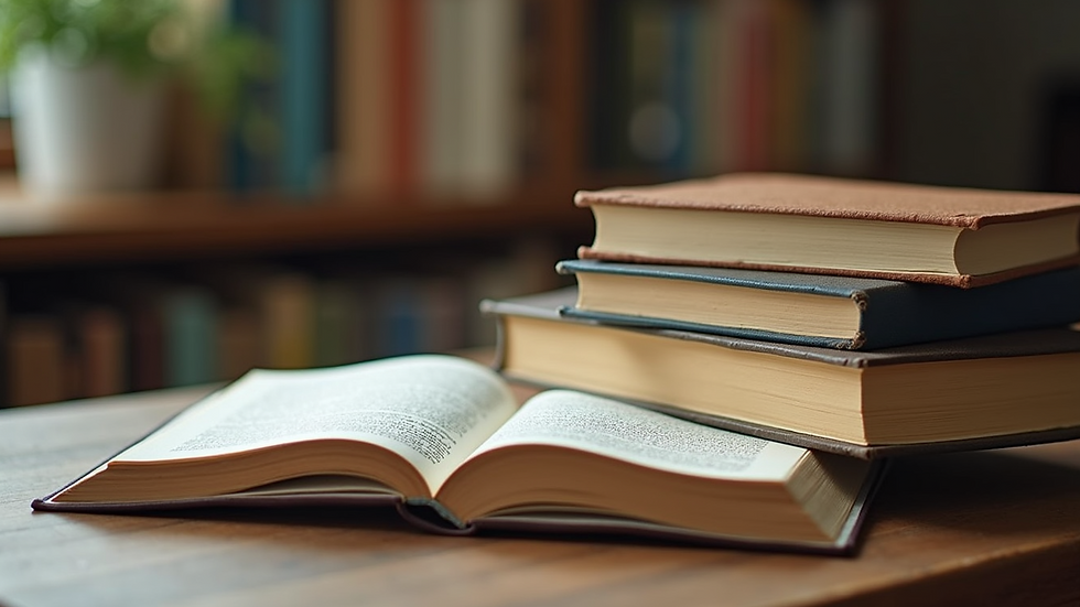 Close-up of books related to various academic fields