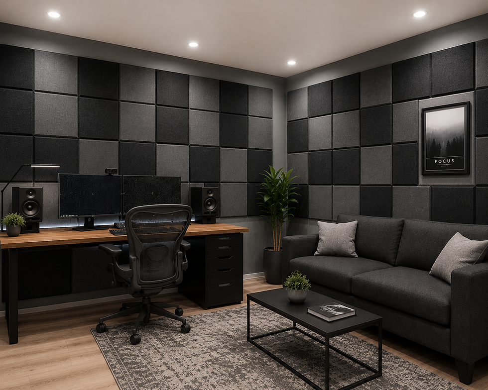 Interior image of room with acoustic panels installed.