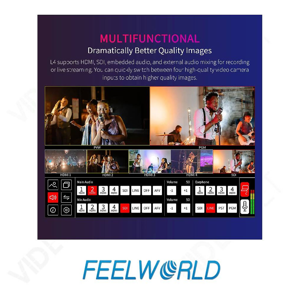 תמונה ממוזערת: L4 Multi-camera Video Mixer Switcher 10.1" Touch Screen USB3.0 Fast Streaming