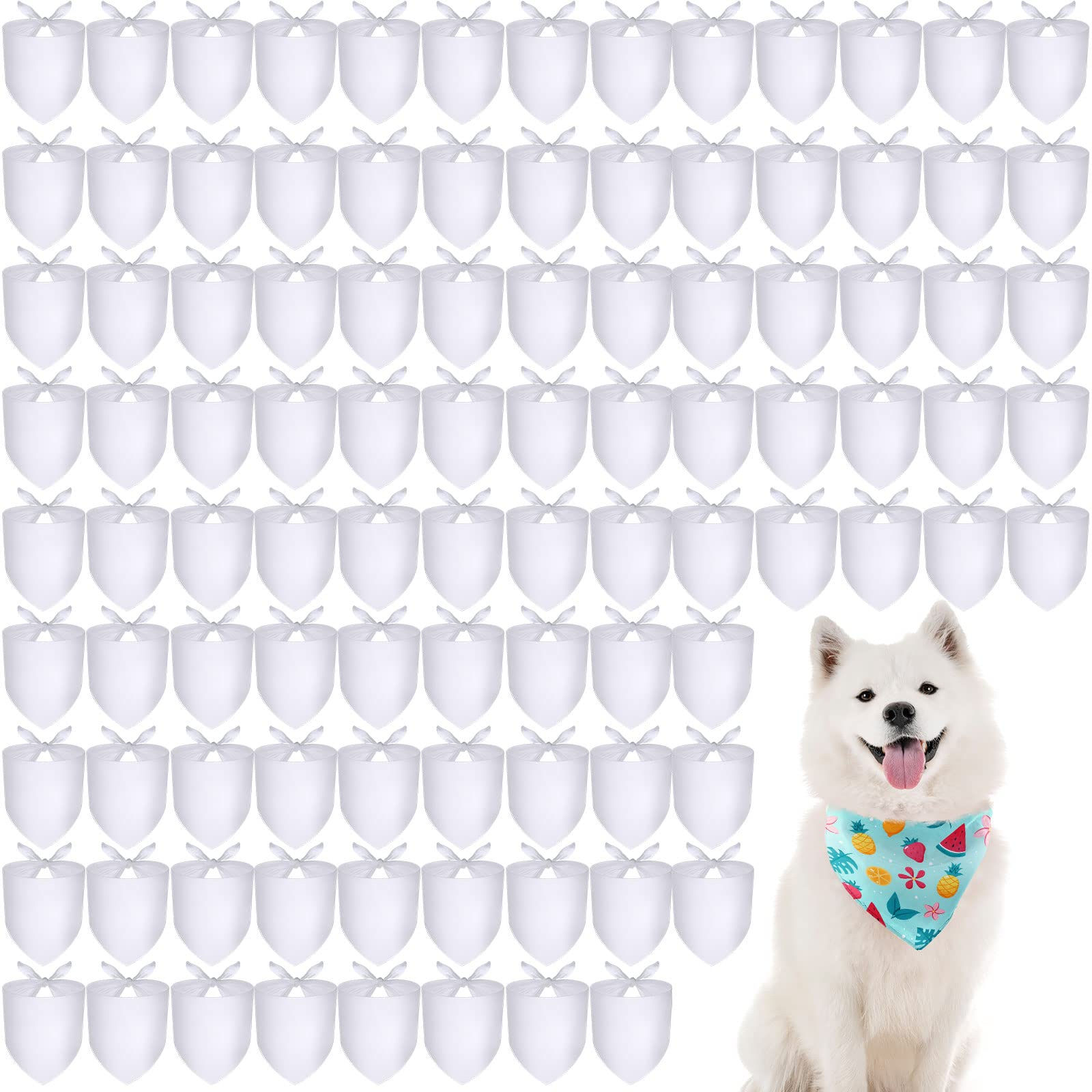 100 Pcs Sublimation Blank Dog Bandanas Heat Transfer Washable Triangle Dog Scarf
