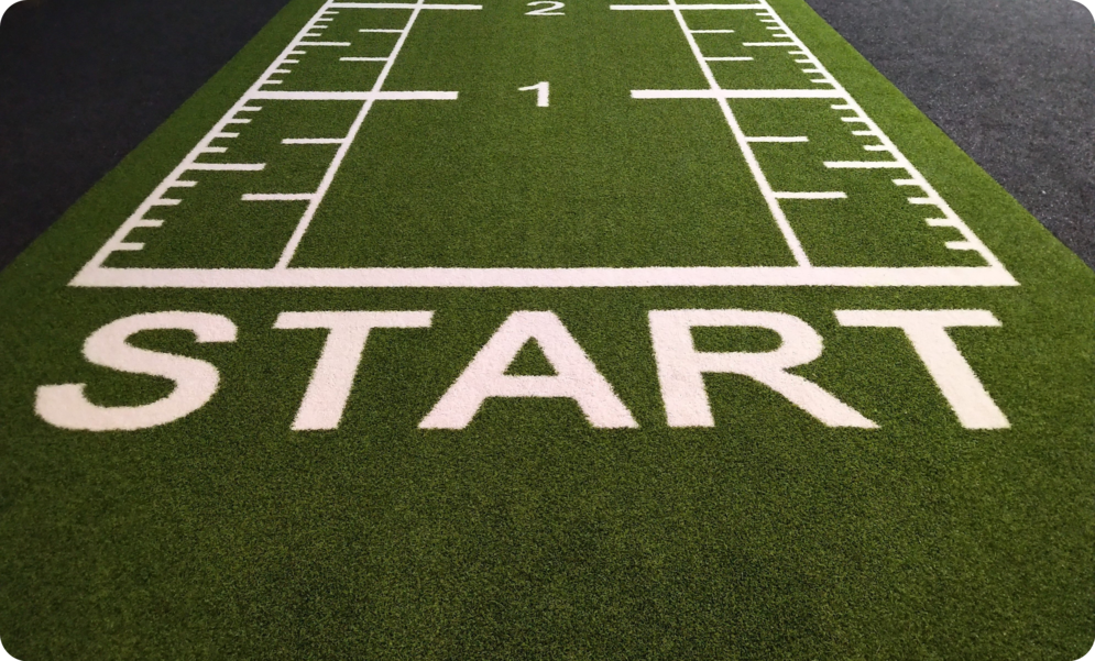 Sportfeld mit Start