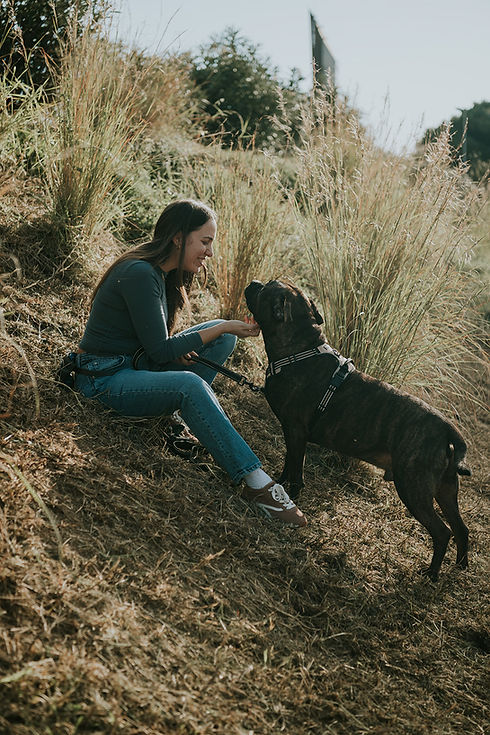 Dog trainer in Barcelona working with a reactive dog outdoors