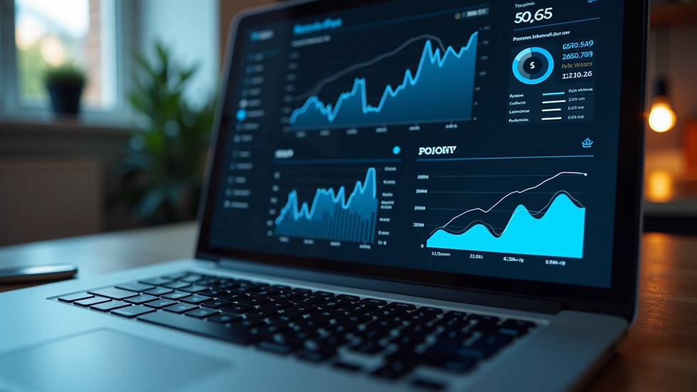 Eye-level view of a laptop screen showing SEO analytics dashboard
