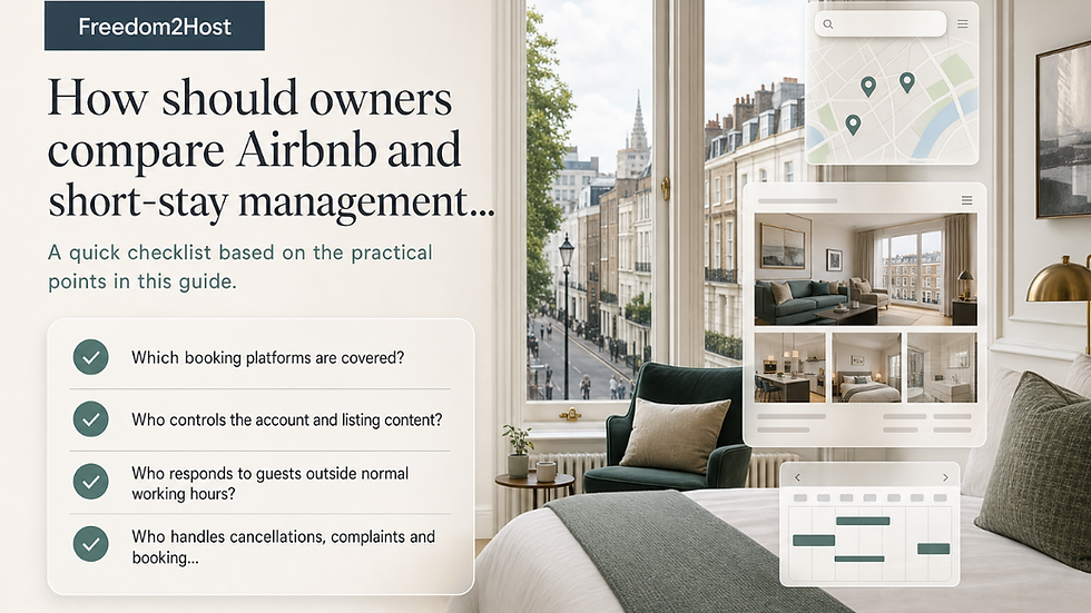 How should owners compare Airbnb and short-stay management… — Freedom2Host checklist visual guide