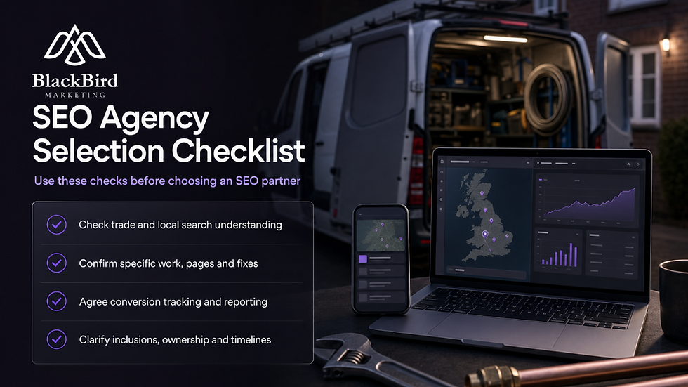 SEO Agency Selection Checklist — Blackbird Marketing checklist visual guide