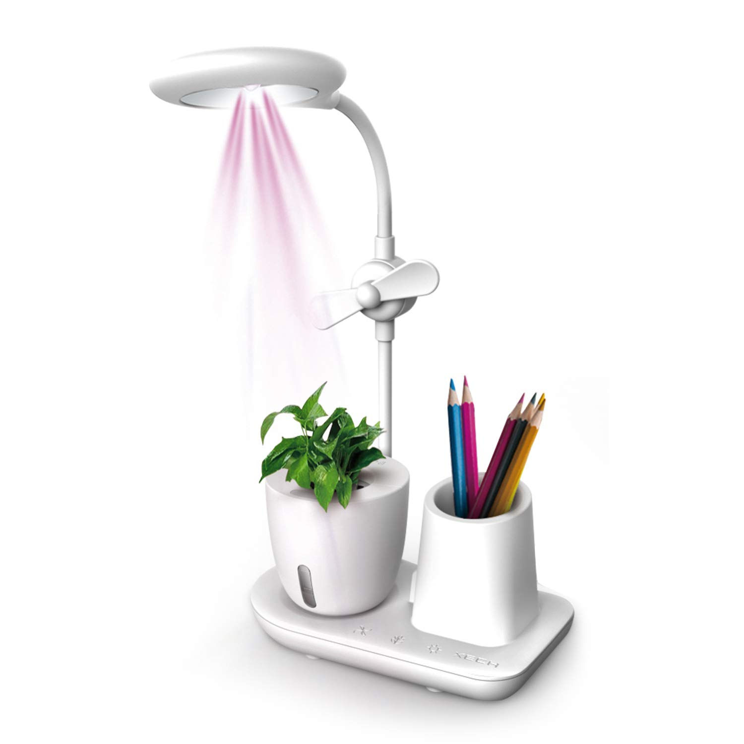 Xech Desk Lamp with UV Light & Plant Holder Grow Station 6 in 1 Multi Functional