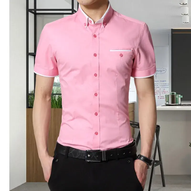 Thumbnail: Business Shirt Short Sleeves Turn-Down Collar