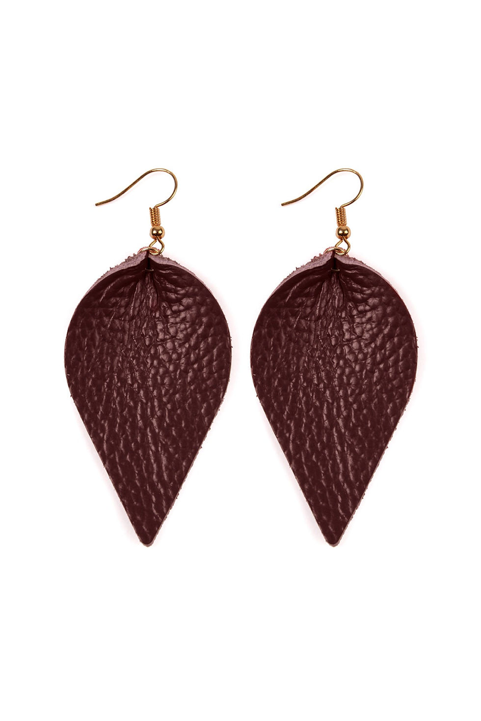 Thumbnail: Teardrop Shape Pinched Leather Earrings