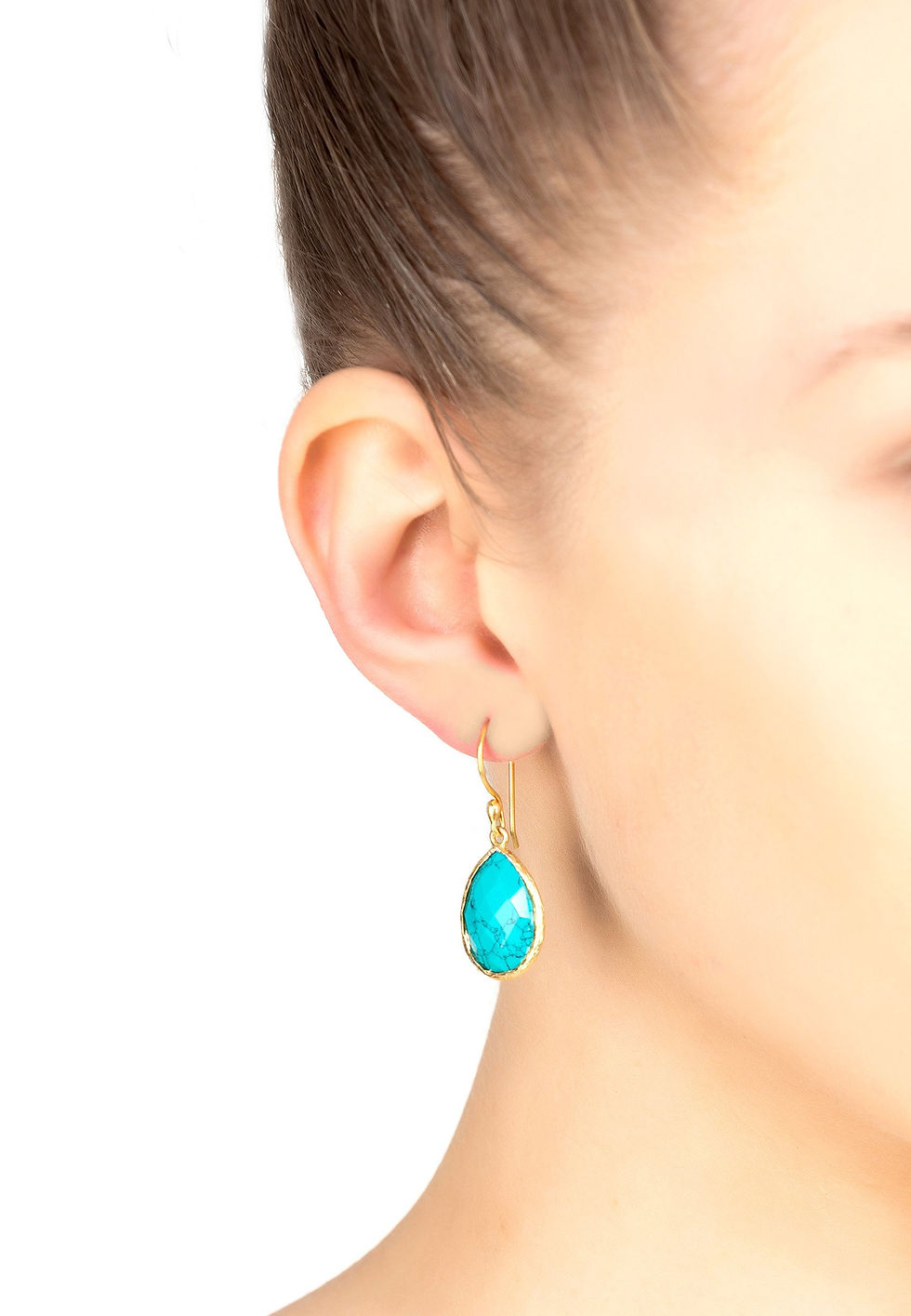 Thumbnail: Petite Drop Earrings Arizona Turquoise Gold