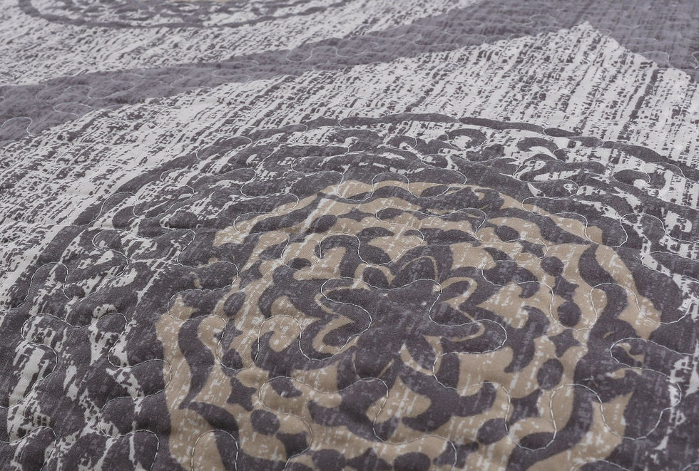 Thumbnail: DaDa Bedding Rustic Grey Mosaic Distressed Medallion Quilted Bedspread