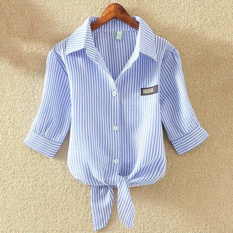 Thumbnail: Cotton Womens Blouse Shirt White Summer Blouses Shirts