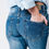 Miniature : Blue Wash Mom Jeans Bird Embroidery