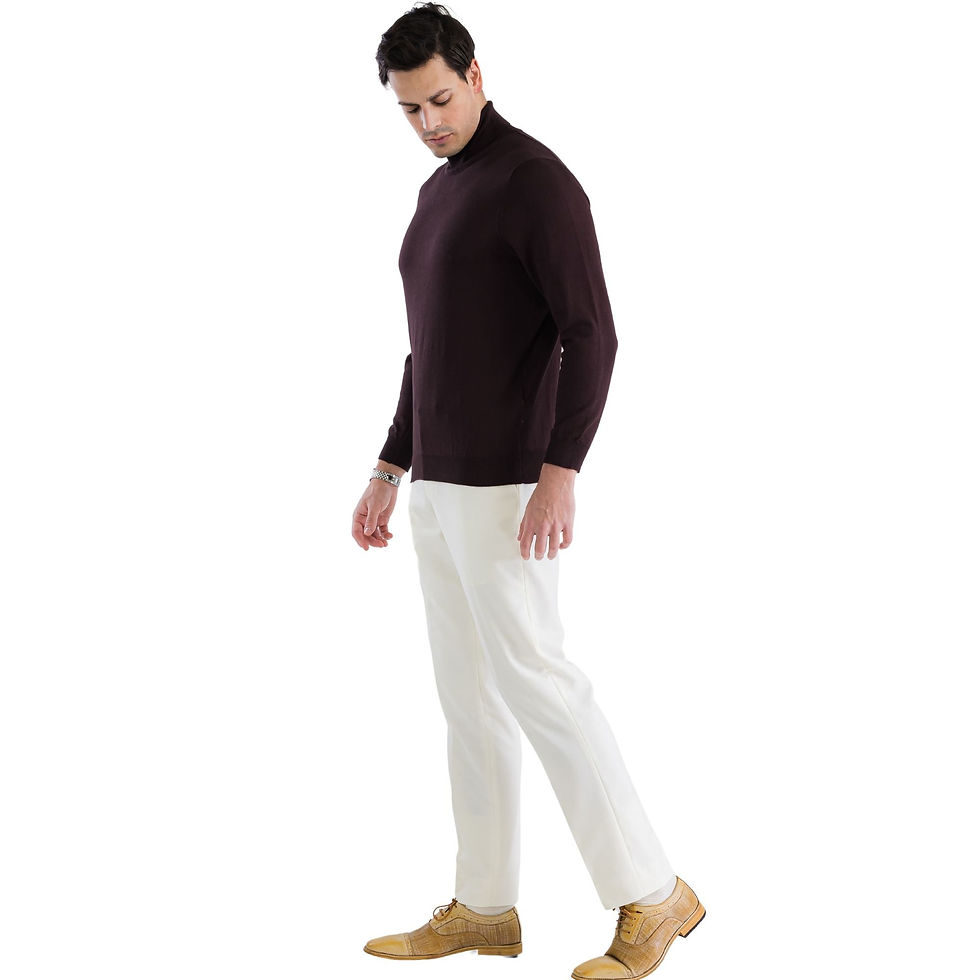 Miniature : Mens Brown Pullover Turtleneck Sweater
