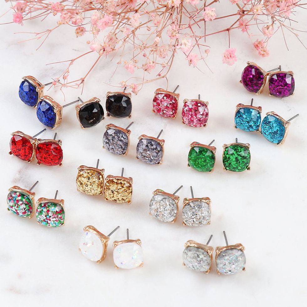 Thumbnail: Ae0336 - Glitter Epoxy Stud Earrings