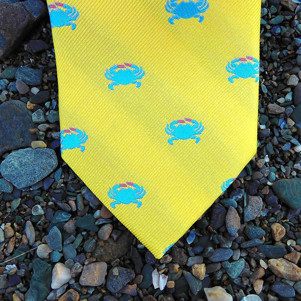 Thumbnail: Crab Necktie - Yellow, Woven Silk