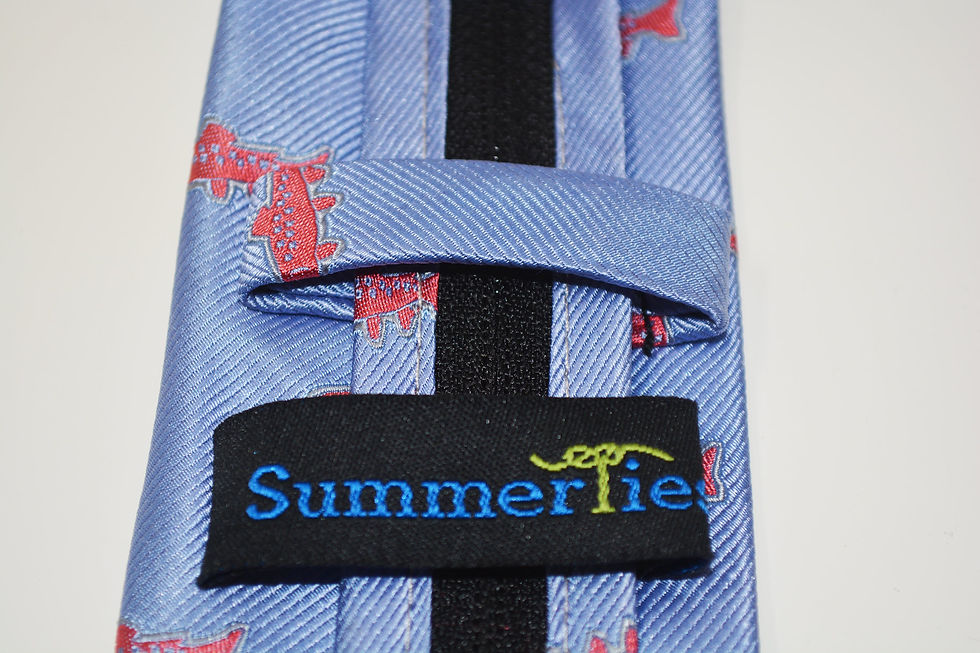 Miniature : Trout Necktie - Light Blue, Woven Silk