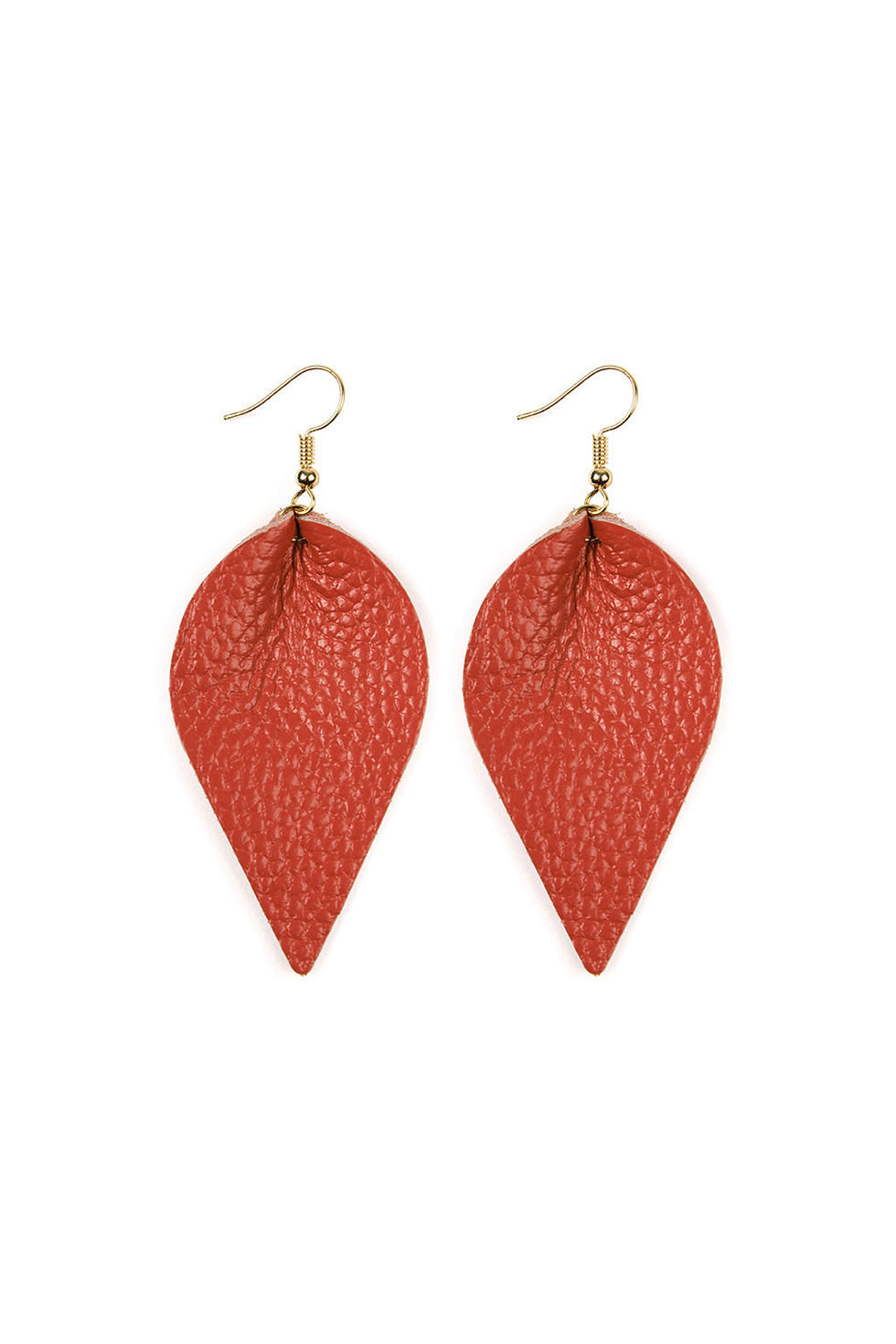 Thumbnail: Teardrop Shape Pinched Leather Earrings