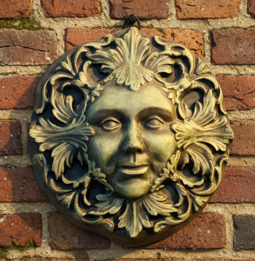 Hand-Cast Hand-Painted Mother Earth Garden Plaque