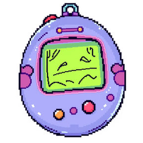 Illustrazione concettuale di un sistema di intelligenza artificiale affiancato a un classico gioco elettronico Tamagotchi, metafora dell'addestramento dati.