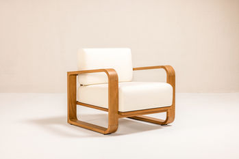 NUWA Collection by Shana Willinsky for CMA Furnishings featuring minimalist outdoor furniture with clean lines, soft proportions, and natural materials designed to harmonize with architectural spaces.