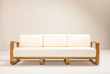 NUWA Collection by Shana Willinsky for CMA Furnishings featuring minimalist outdoor furniture with clean lines, soft proportions, and natural materials designed to harmonize with architectural spaces.