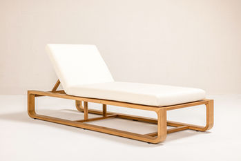 NUWA Collection by Shana Willinsky for CMA Furnishings featuring minimalist outdoor furniture with clean lines, soft proportions, and natural materials designed to harmonize with architectural spaces.