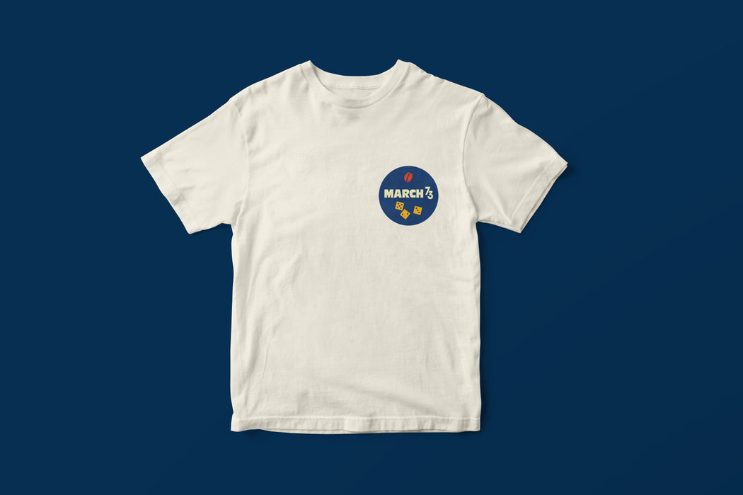 March 73 Coffee branded t-shirt on navy