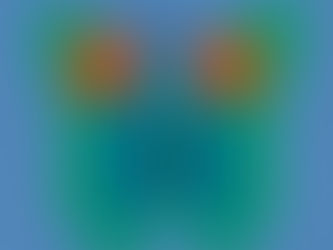 Colorful butterfly illustration with green wings, orange and blue spots, and a black body on a blue background