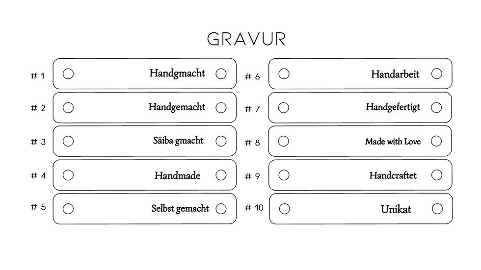Miniaturbild: Kunstlederlabel für Häkelprodukte mit Buchschraube
