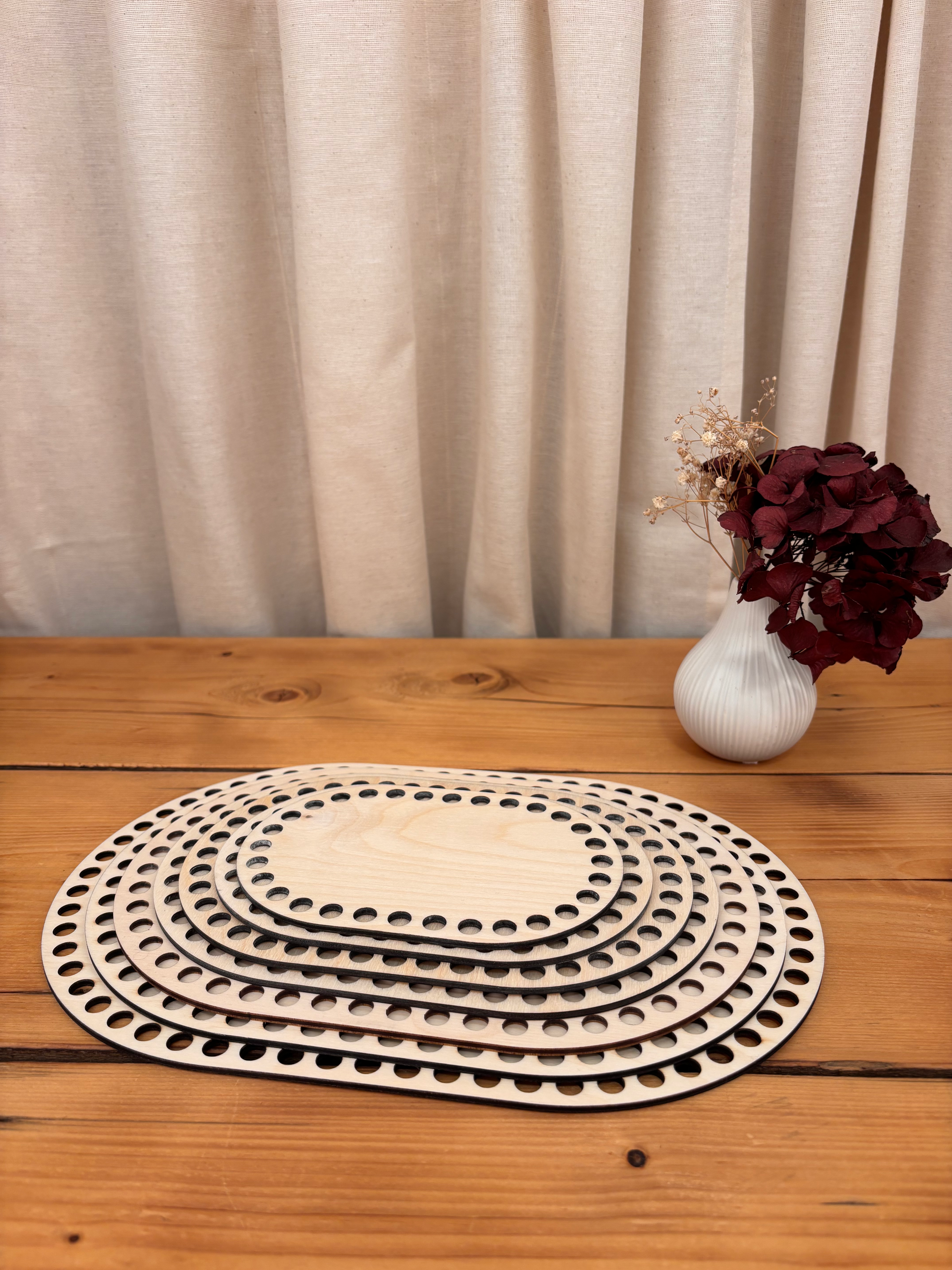 Häkelboden abgerundetes Rechteck kurz ab 15x10 cm, 8mm Bohrung