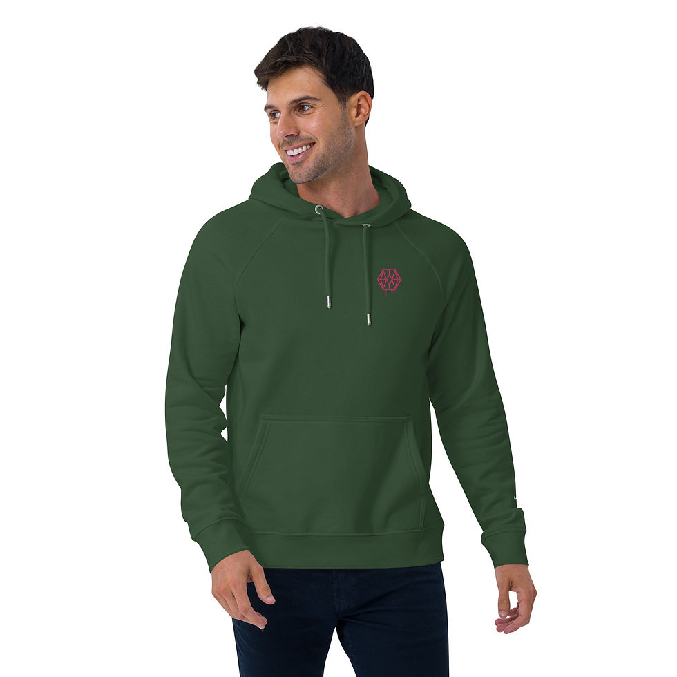 Thumbnail: PINK GRID Unisex eco raglan hoodie