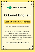 O Level English September Holiday Workshops