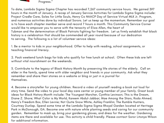 Community Service Corner (click on the image to download)