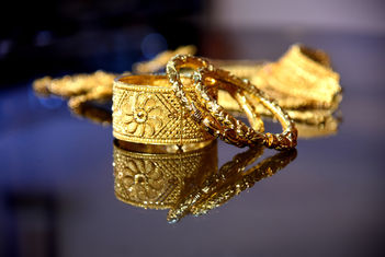 Gold bracelets and necklaces
