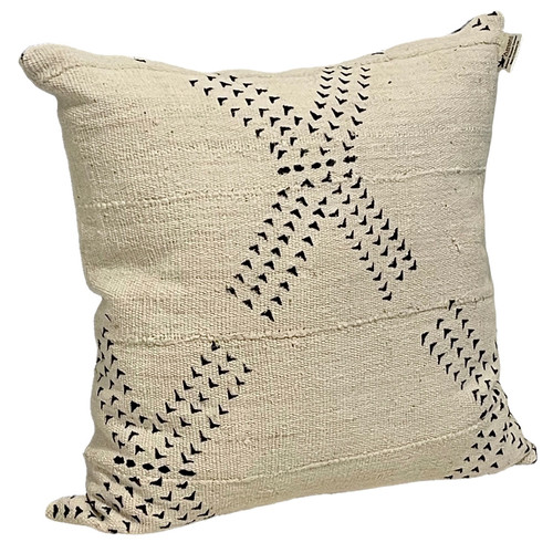 Authentic African MudCloth Throw Pillow Off White johariafrica