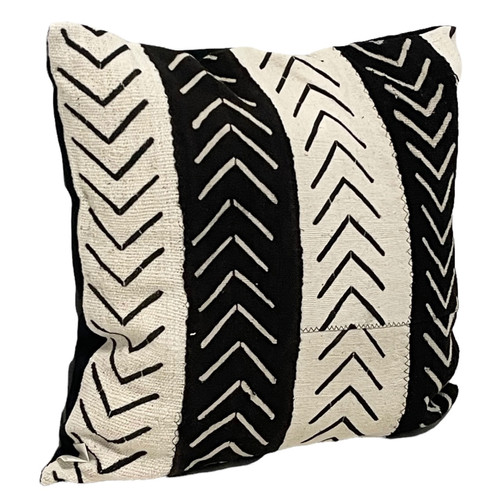 Authentic African MudCloth Throw Pillow Black & White johariafrica