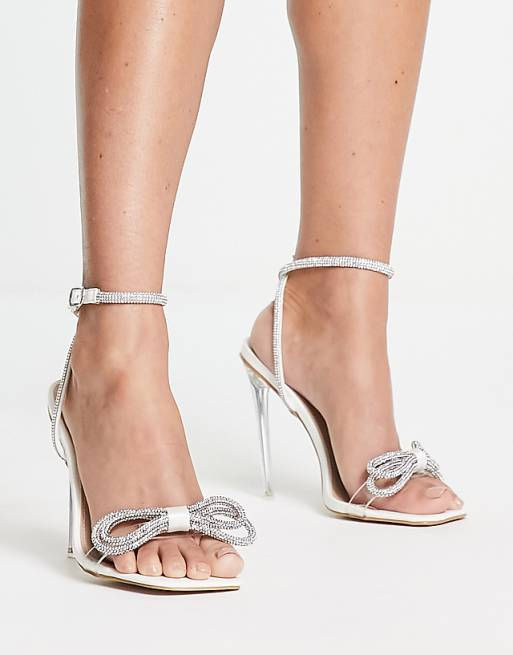 White Diamanté Sandal Heels