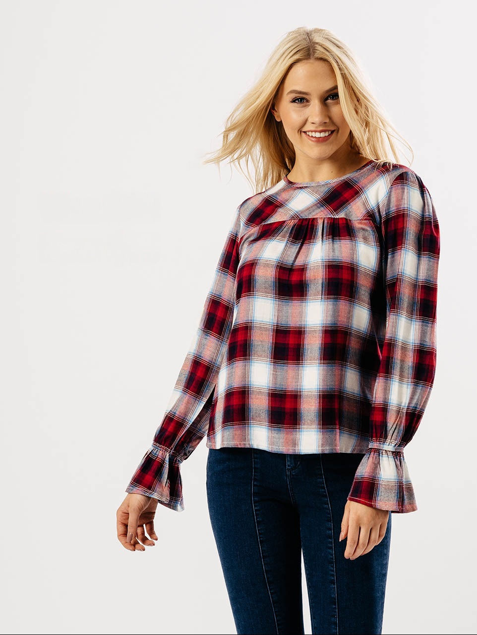 Thumbnail: Long Sleeved Checked Blouse