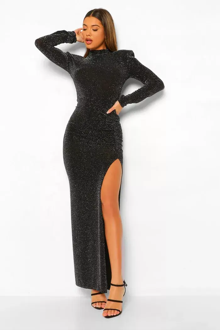 Black High Neck Maxi Dress