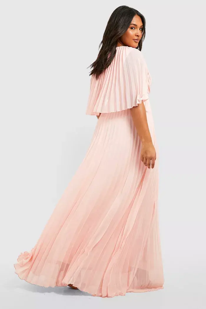 Thumbnail: Rose Cape Pleated Maxi Dress