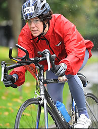 Cally competing in a cycle sportive or triathlon