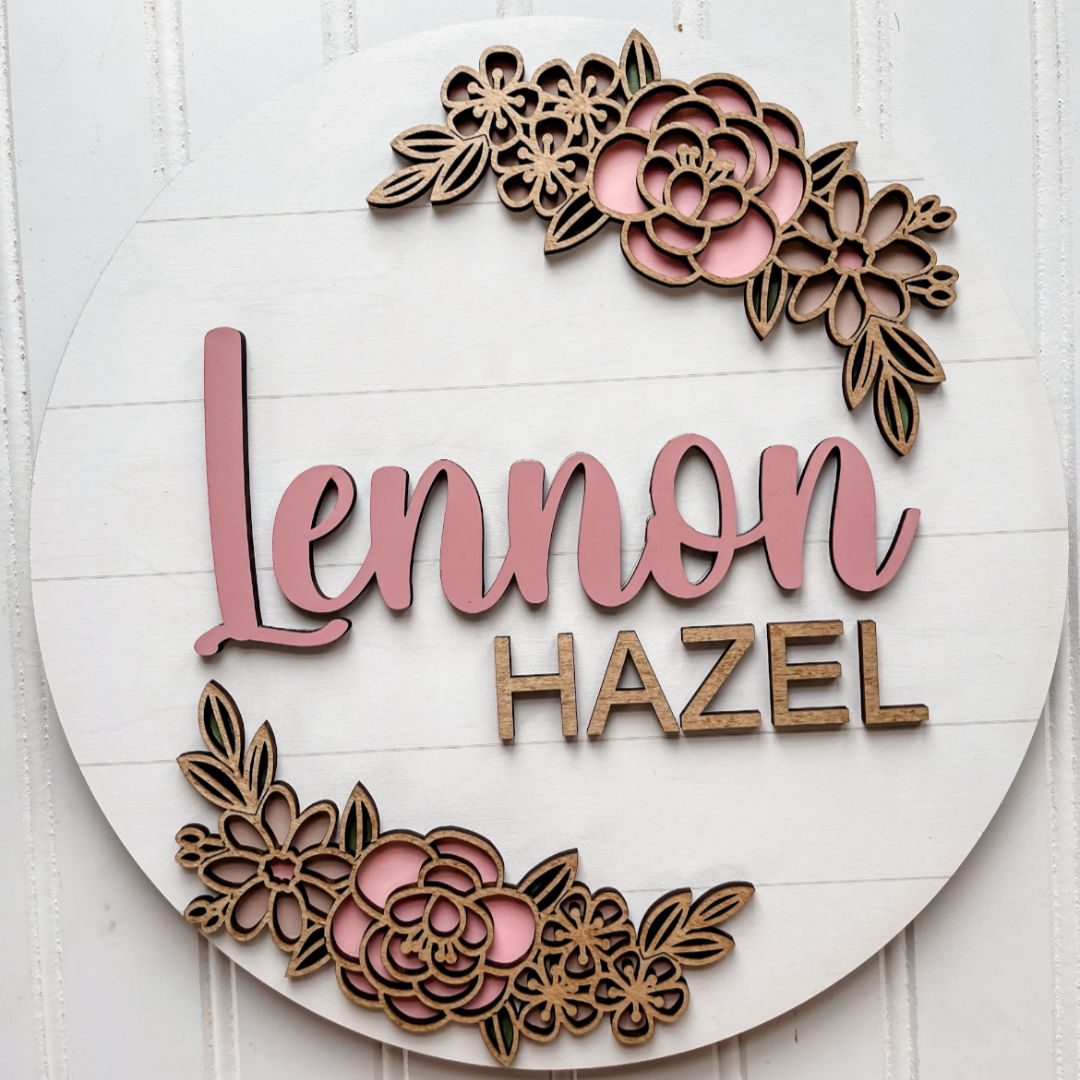 Personalized Name Floral Cluster Sign