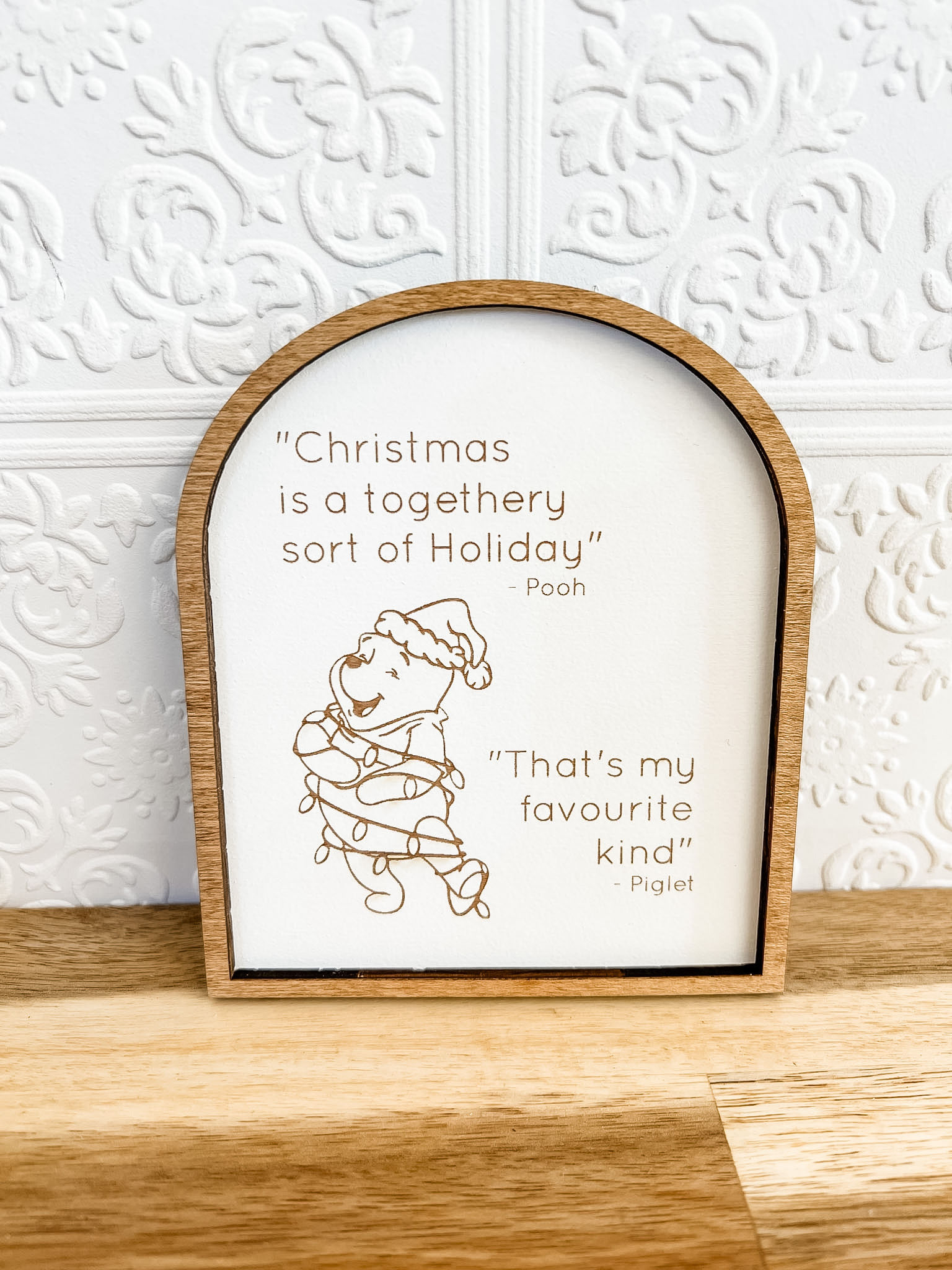 Togethery Holiday Winnie the Pooh Christmas Mini Sign