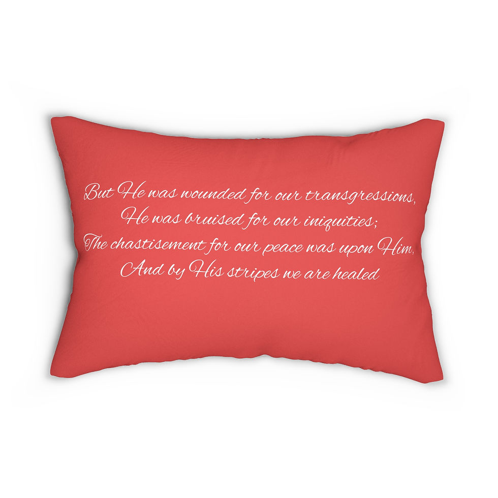 Thumbnail: Red Healing Prayer Lumbar Pillow - Scriptural Comfort for Meditation and Rest